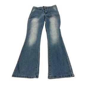 State of Independence Flare Jeans Size 8 Medium Wash Patch Pocket Bootcut